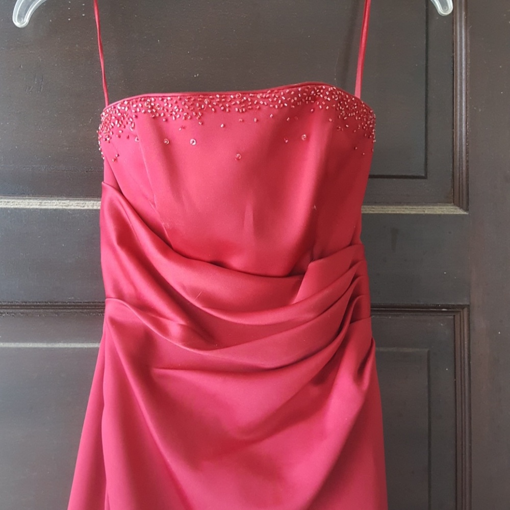 Red gown with beading